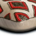 thumbnail image 2 of The HomeCentric Designer Red 12"x24" (30x60 cm) Lumbar Pillow Cover, Linen Beaded Oblong Pillow, Geometric Pattern Modern Style - Lozenge Red, 2 of 3