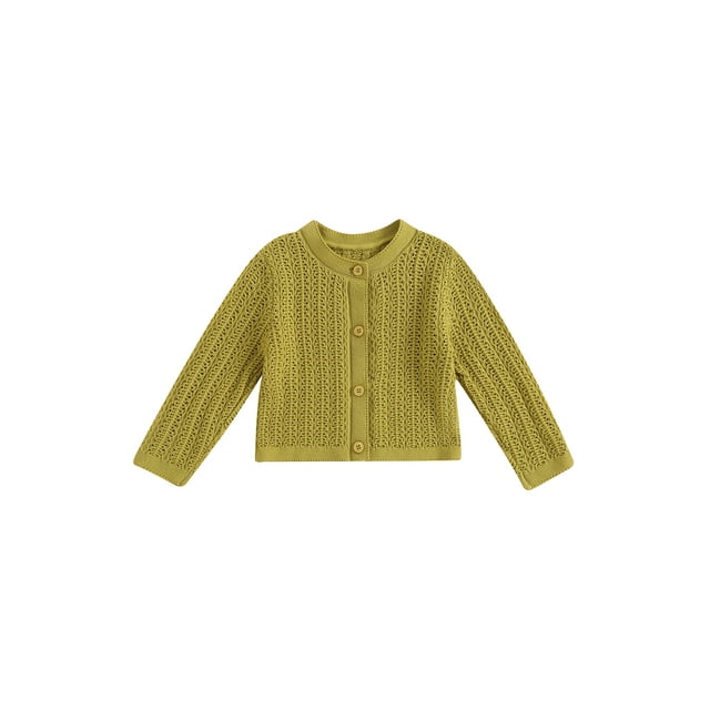 Kmbangi Cardigan Tricoté pour Bébé Fille 0-3T, Mignon à Manches Longues Col Rond Couleur Unie Pull Boutonné
