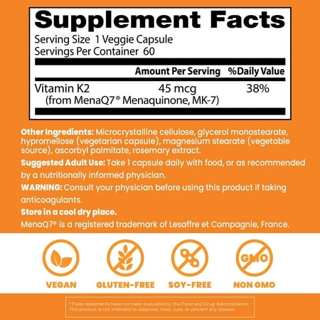 ドクターズベスト ナチュラル ビタミンK2 45mcg 60粒 ベジカプセル Doctor's Best Natural Vitamin K2 MK-7 with MenaQ7 サプリメント ビタミン