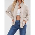 thumbnail image 2 of Womens Button Down Cardigan Open Front Stand Collared Fall Fashion 2025 V Neck Outerwear Sweater Jacket  L, 2 of 4