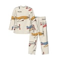 thumbnail image 2 of Bingfone Men'S Pajama Set 2 Piece Loungewear Pjs, Long Sleeve With Pajama Pants-Striped Vintage Planes, 2 of 9