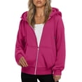 thumbnail image 2 of Zip Up Hoodie For Women Casual Long Sleeve Sweatshirts Fall Winter Track Jackets, M, 2 of 5