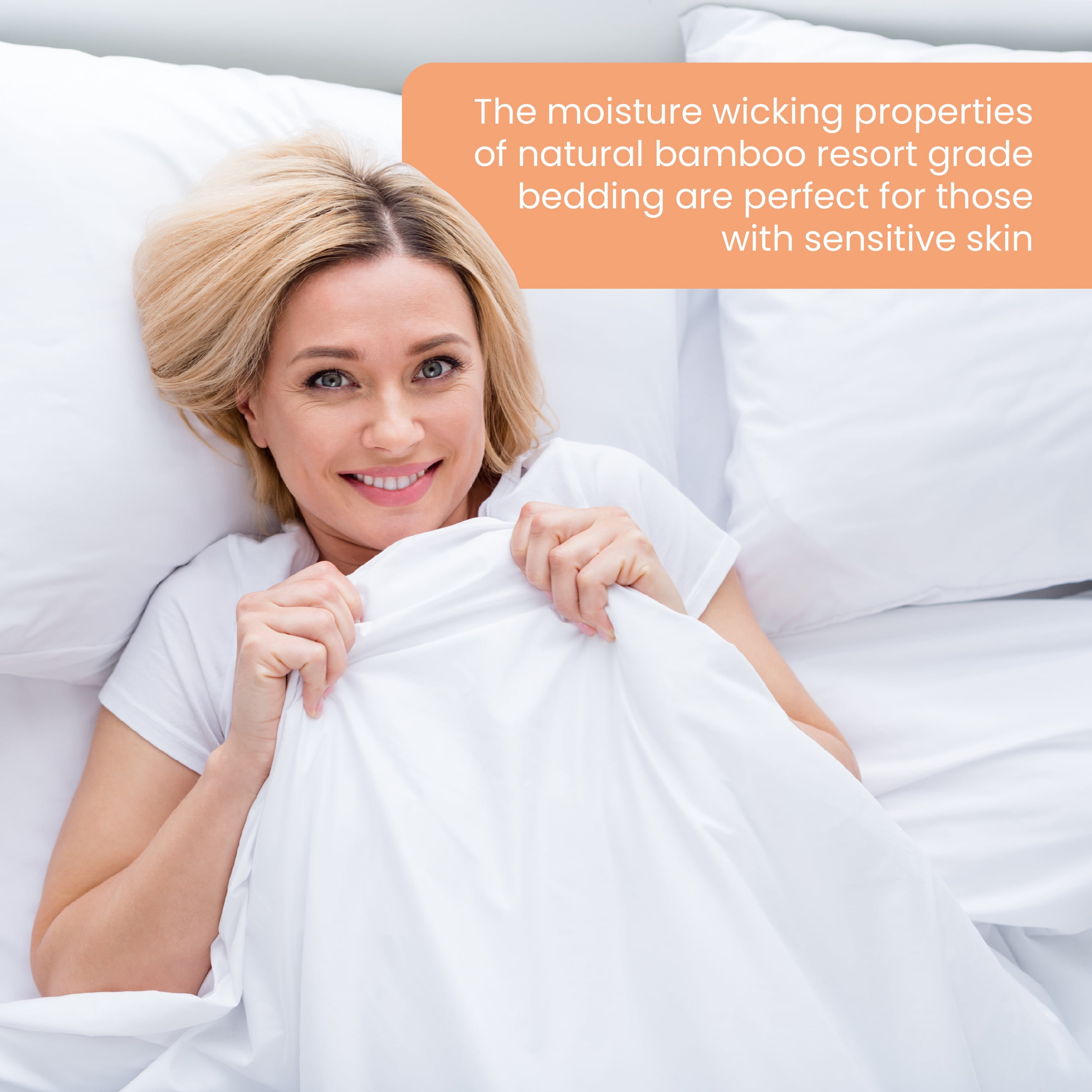 Atluxe Premium 100% Viscose Bamboo Sheets, 4-Piece Luxury Bedding Set, Cooling and Hypoallergenic, White, California King