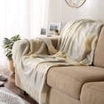 thumbnail image 2 of Contemporary Home Living Gray and Beige Vintage Fringed Throw Blanket 50" x 60", 2 of 4