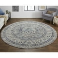 thumbnail image 2 of 8' Taupe Gray And Blue Round Floral Stain Resistant Area Rug, 2 of 5