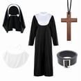 thumbnail image 2 of Halloween Cosplay Costume Deluxe Gothic Nun Sister Headpiece Long Robe Set for Women Gir'ls Renaissance Stage Performance Cosplay Party Masquerade Birthday Gift Theme Party Roleplay Stage Apparel, 2 of 4