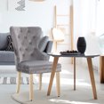 thumbnail image 6 of Foredo Velvet Dining Chairs Set of 2, Elegant Upholstered Side Chair with Tufted Back and Solid Wood Legs, Kitchen Chairs for Dining Room Living Room, Light Gray, 6 of 8