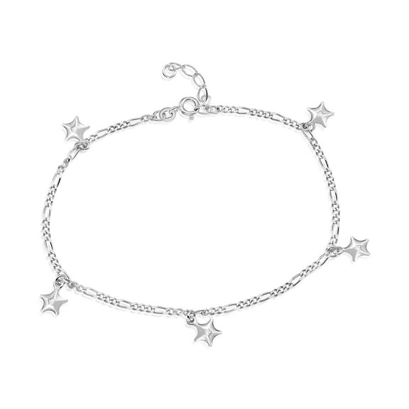 Tilo Jewelry .925 Sterling Silver Star Anklet Bracelet | Adjustable Chain | Women & Unisex
