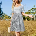 thumbnail image 4 of Vestido de playa de manga corta con copas de árboles cubiertas de nieve, vestido morado, 4 of 7