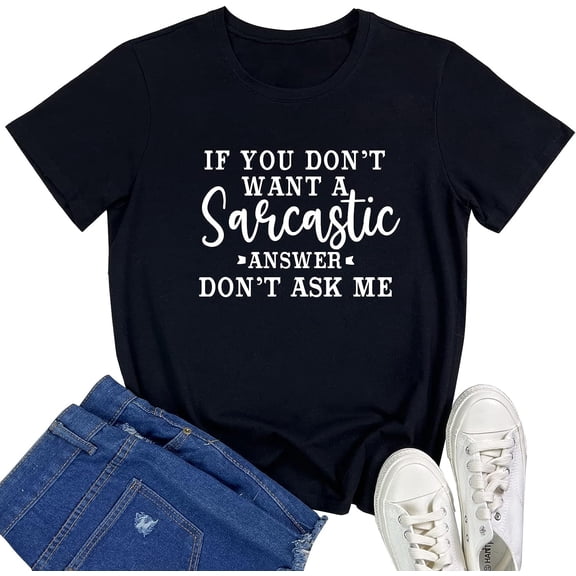 Women Cute Tees Graphic Casual Crewneck T Shirts Black Medium