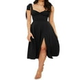 thumbnail image 2 of PENGXIANG Robe Midi Sans Manches d'Été pour Femmes Couleur Unie / Robe de Soirée Split Florale, 2 of 4