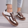 thumbnail image 3 of Pandaie Retro Gum Sole Fashion Sneakers for Women Casual Daily Walking Lace up Flat Shoes Tennis Non Slip Soft Cushioned Insole Trainers Size 6‑9, 3 of 8