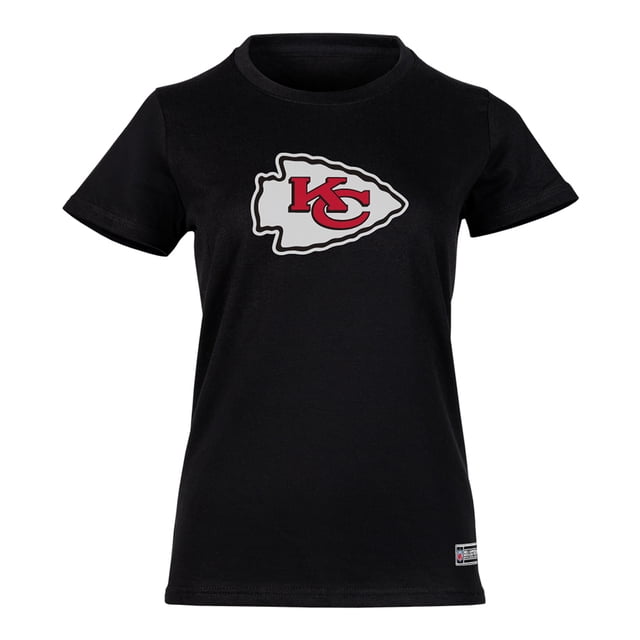 NFL Playera Aficionado Básica Kansas City Chiefs Negro para Mujer, Talla Chica