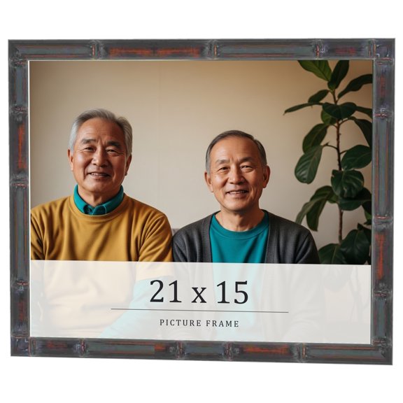 21x15 Frame Brown Bamboo with Dark Coffee/Walnut Finish | Solid Wood Picture Frame Width 0.75