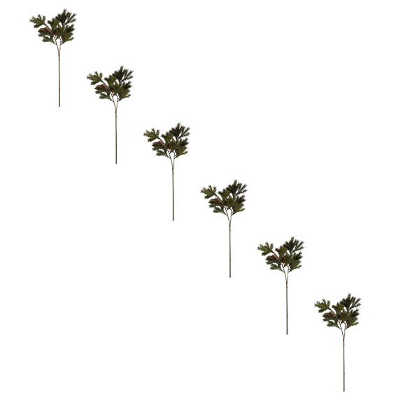 Miommo 6 Pack 25.5" Realistic Artificial Cedar Stems Greenery Picks Faux Cedar Branches for Christmas Wreath Garland Winter Home Outdoor Decor