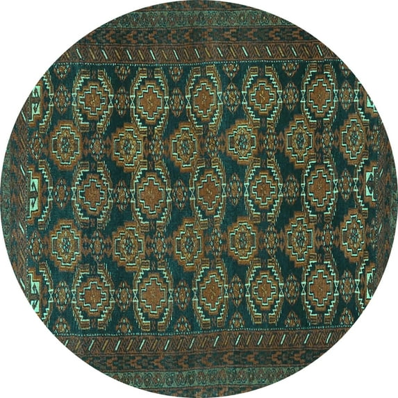 Ahgly Company Indoor Round Persian Turquoise Blue Traditional Area Rugs, 3' Round