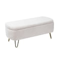 thumbnail image 6 of Tcbosik 39.3" Upholstered Bench with Storage, Faux Fur Ottoman with Gold Legs for Living Room, Bedroom, Entryway, Ivory, 6 of 9