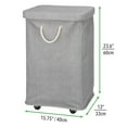 thumbnail image 4 of mDesign Large Polyester Rolling Laundry Hamper with Wheels, Lid, Handles, Gray, 4 of 6