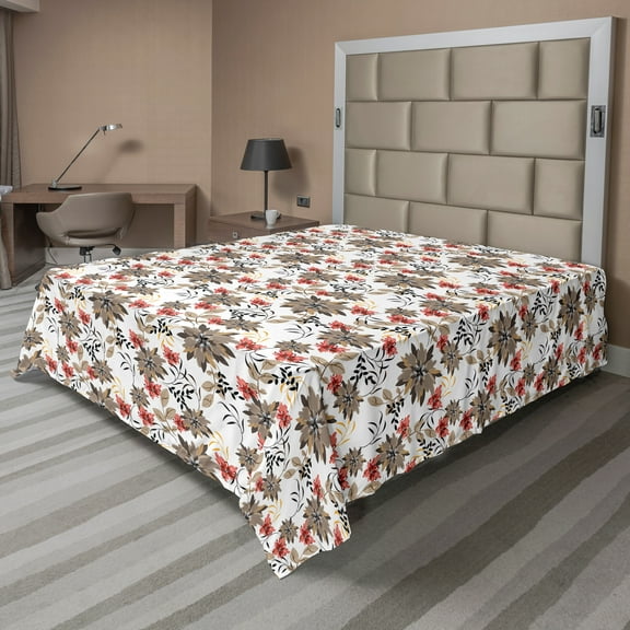Ambesonne Floral Flat Sheet, Nostalgic Blossoms Art, California King, Multicolor