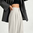 thumbnail image 6 of Business Office Slacks Dress Pants For Women Elegant High Rise Pleated Wide Leg Pant Ladies Button Closure Flowy Suit Pant Lightweight Straight Trousers, 6 of 6