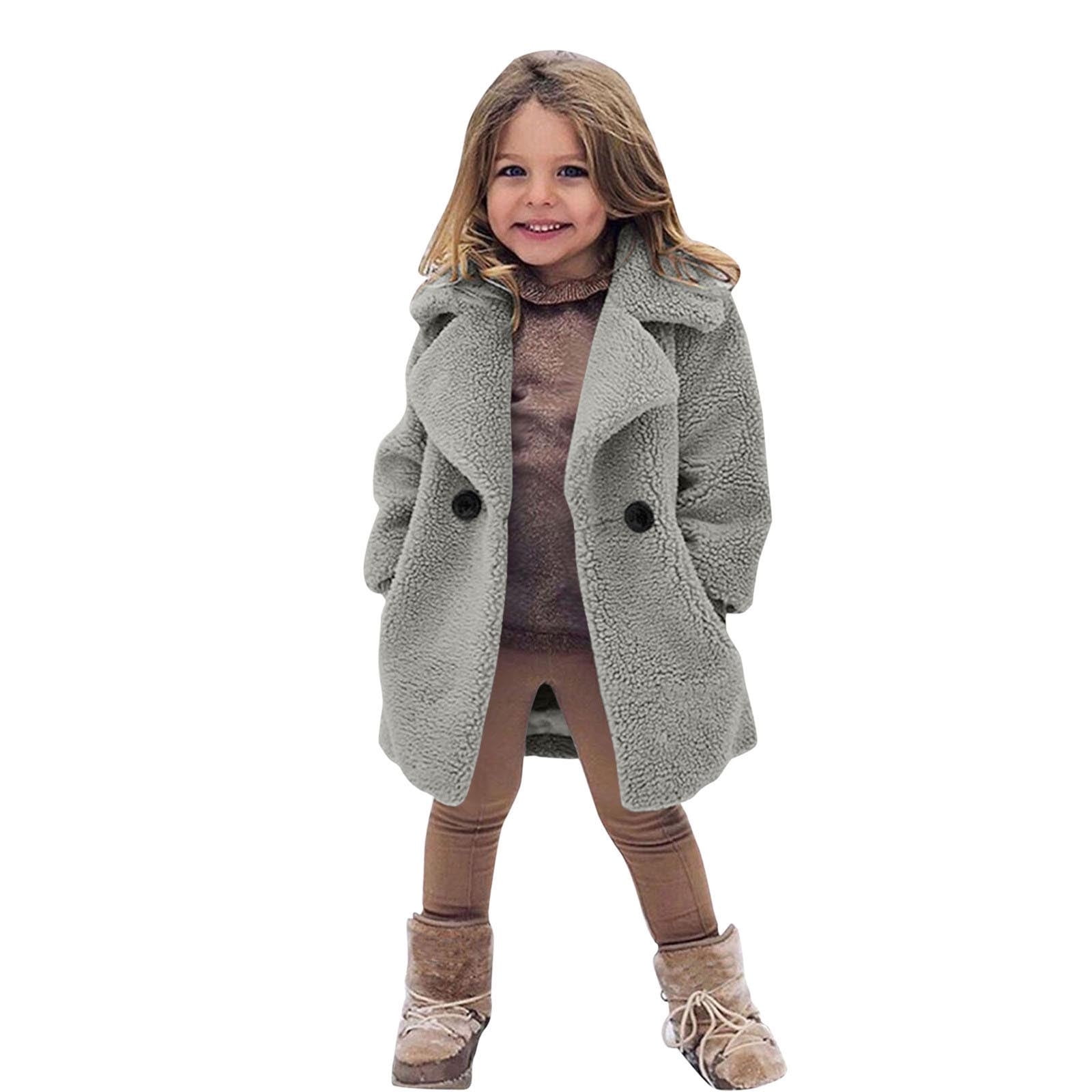 zanvin Boy Girl Toddlers Clothing Clearance Toddler Kids Girls Fleece Jacket Coat Fall Winter Warm Coat Outerwear Jacket Gray