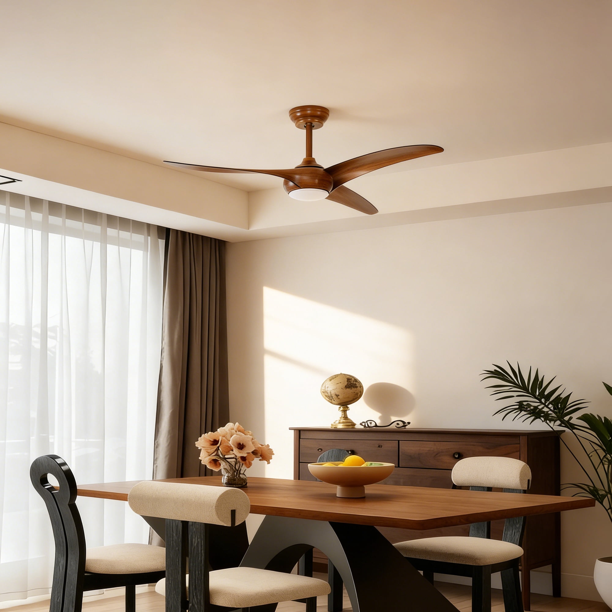 Ceiling Fan with Light, 52 Inch ABS Blade Quiet LED Fan for Home Indoor Room, Wood