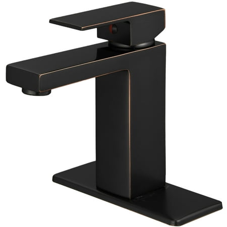 

Andoer Single Hole Single-Handle Low-Arc Bathroom With Supply Line in Oil Rubbed Bronze