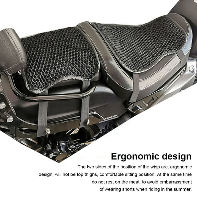 Ruiboury Motorcycle Seat Cover Quick Release Mesh Motorbike Pad Portable Comfortable Touring Saddle Cushion Replacement M 1Set