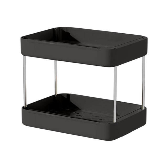 Organizador de estantes de mesa de 2 niveles, organizador multifunción para despensa, especias de cocina, estante de baño, organizador de estantes de mesa (negro)