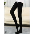 thumbnail image 3 of Luxtrada 1 Pairs Womens Thigh High Socks Extra Long Over the Knee Leg Warmer Polyester Boot Stockings (Black), 3 of 6