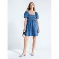 thumbnail image 2 of Free Assembly Women's and Women's Plus Puff Sleeve Peasant Mini Dress, Sizes XS to 4X, 2 of 5