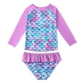 thumbnail image 2 of 2-10Y Girls Long Sleeve Rash Guard UPF50+ Swimsuit Mermaid Ruffles Two Pieces Bikini Set, 2 of 9