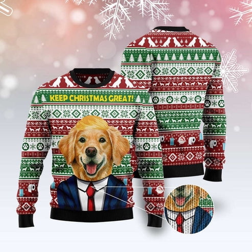 Golden Retriever Keep Christmas Great 3D Christmas Sweater, Funny Xmas Sweater, Sweater Xmas