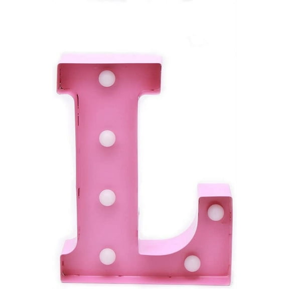 Home by Jackie Inc Decorative Pink Vintage Rustic Metal Hanging Light up LED Letter L