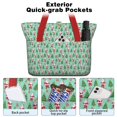 thumbnail image 2 of Tote Bag for Women - Light Blue Christmas Santa and Tree Pattern Shoulder Bag - Large Utility Work Duffle Bag with Zipper Handbag for Travel, Work, Sprots, 2 of 5