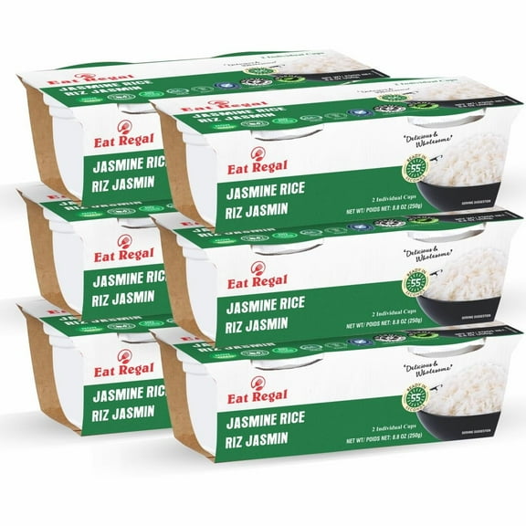 Eat Regal Jasmine Rice, Gluten-Free, Microwavable, Ready in 55 Seconds, 8.8 Oz, Pack of 6 | Side Dish