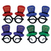 Beistle Company 80365-ASST Glittered New Year Top Hat Glasses - Pack of 12