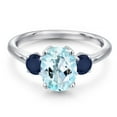 thumbnail image 3 of Gem Stone King 925 Sterling Silver Sky Blue Topaz and Blue Sapphire Engagement Ring for Women | 2.70 Cttw | Oval 9X7MM | Gemstone November Birthstone | Size 7, 3 of 6