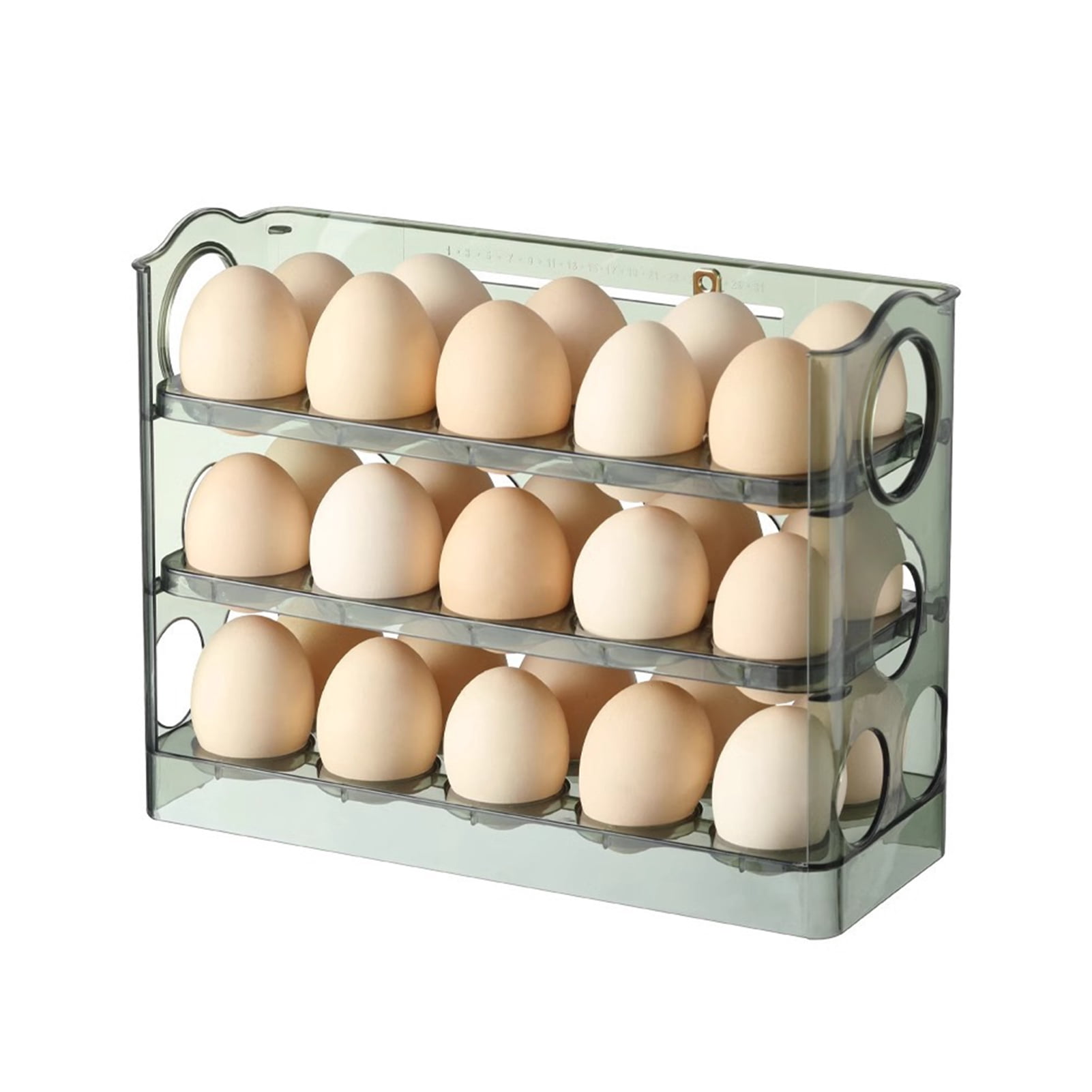 mdesiwst Three-Tier Egg Organizer for Fridge Egg Storage Box with Date Indicator Egg Rack Holds 30 Eggs or 18 Eggs for Refrigerator