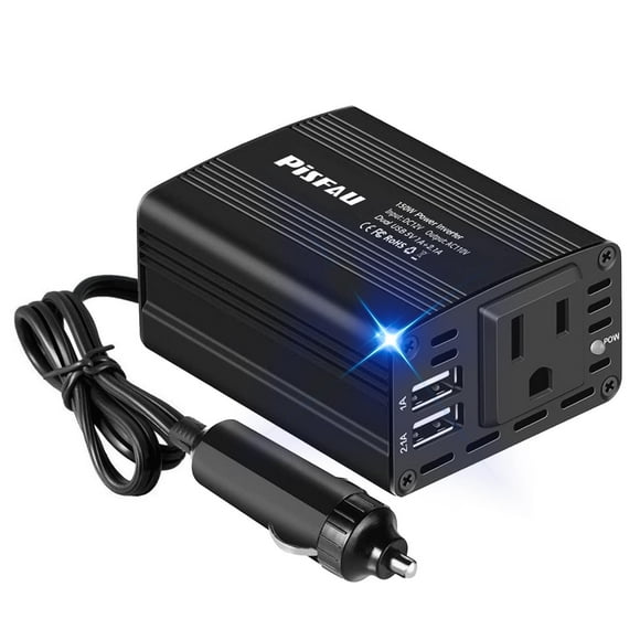 Inversor de corriente PisFau de 150 W 12 V DC a 110 V AC con doble USB