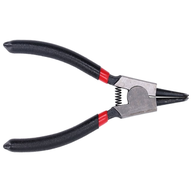 Durable Carbon Steel Snap Ring Pliers with Rubber Grip, 5-Inch Manual Repair Tool for Professional C Ring Installation and Removal, Easy to Operate with Spring Loaded Action and Non-Slip Handle for