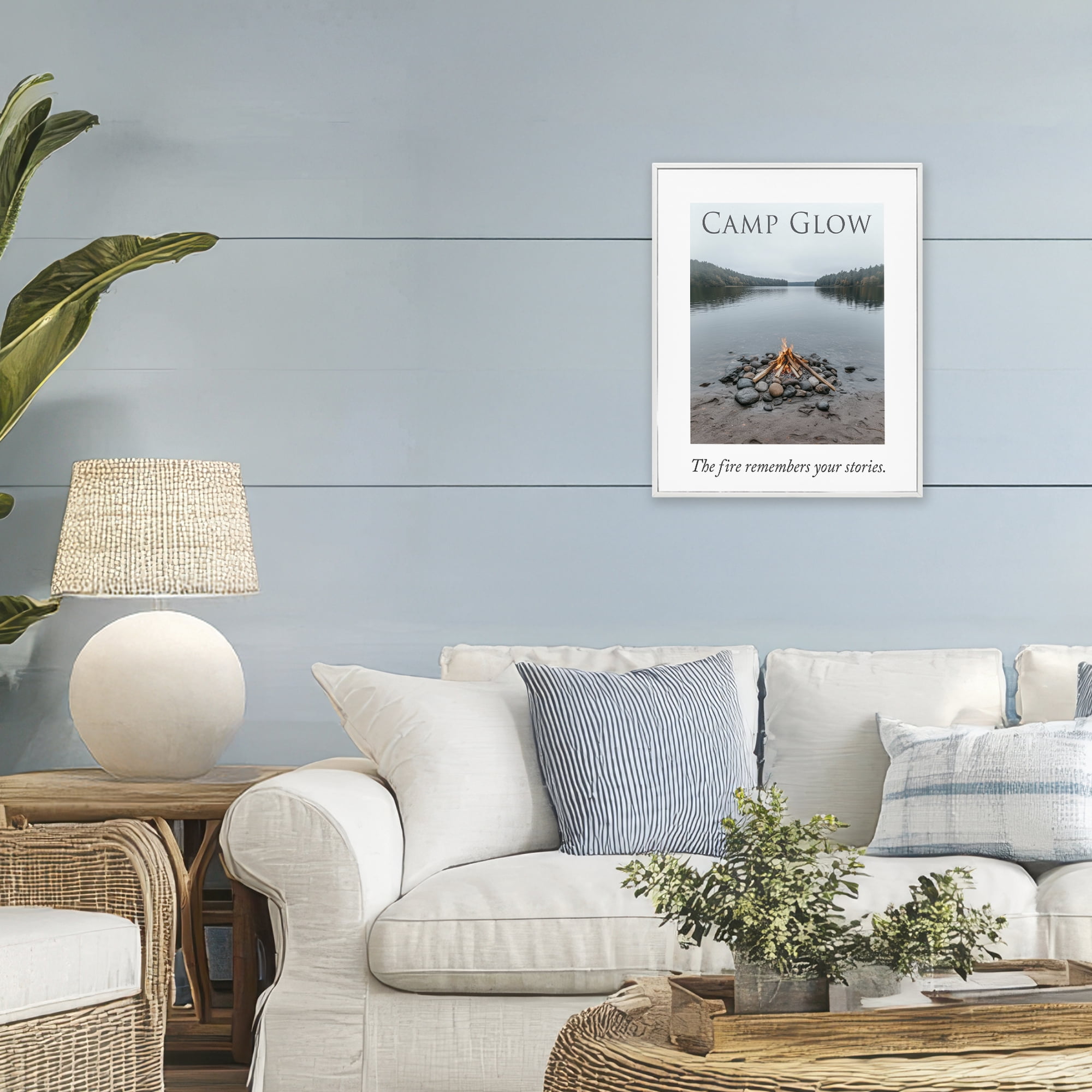 Stupell Industries Fire Remembers Your Stories White Framed Giclee Art, design by A Barefoot Stylist