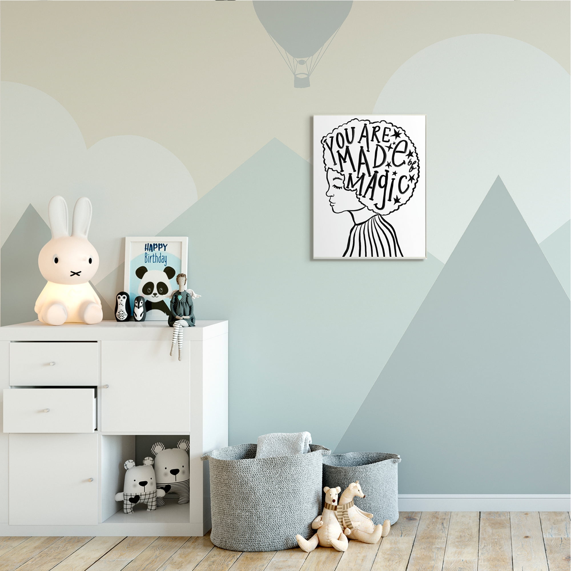 Stupell Industries Made of Magic Phrase Children's Hair Portrait Inspirational Painting Unframed Art Print Wall Art, 13 x 19