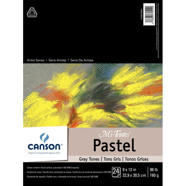 Canson Mi-Teintes Pastels Papier Tampon 9"X12"-Gris Tons 24 Feuilles