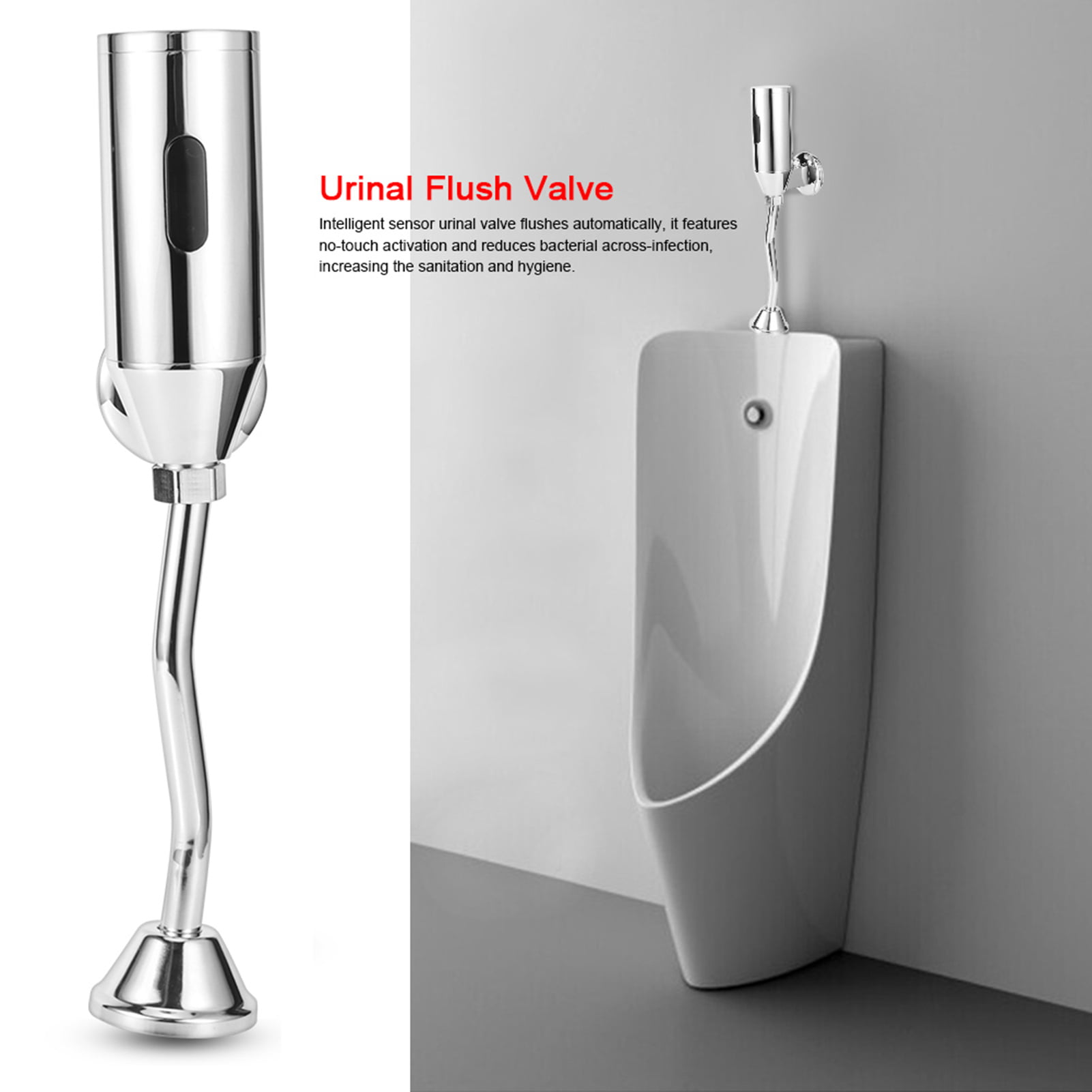 Bathroom Faucet Men Automatic Urinal Flush Valve Wall Mounted Chrome Mixer Tap 