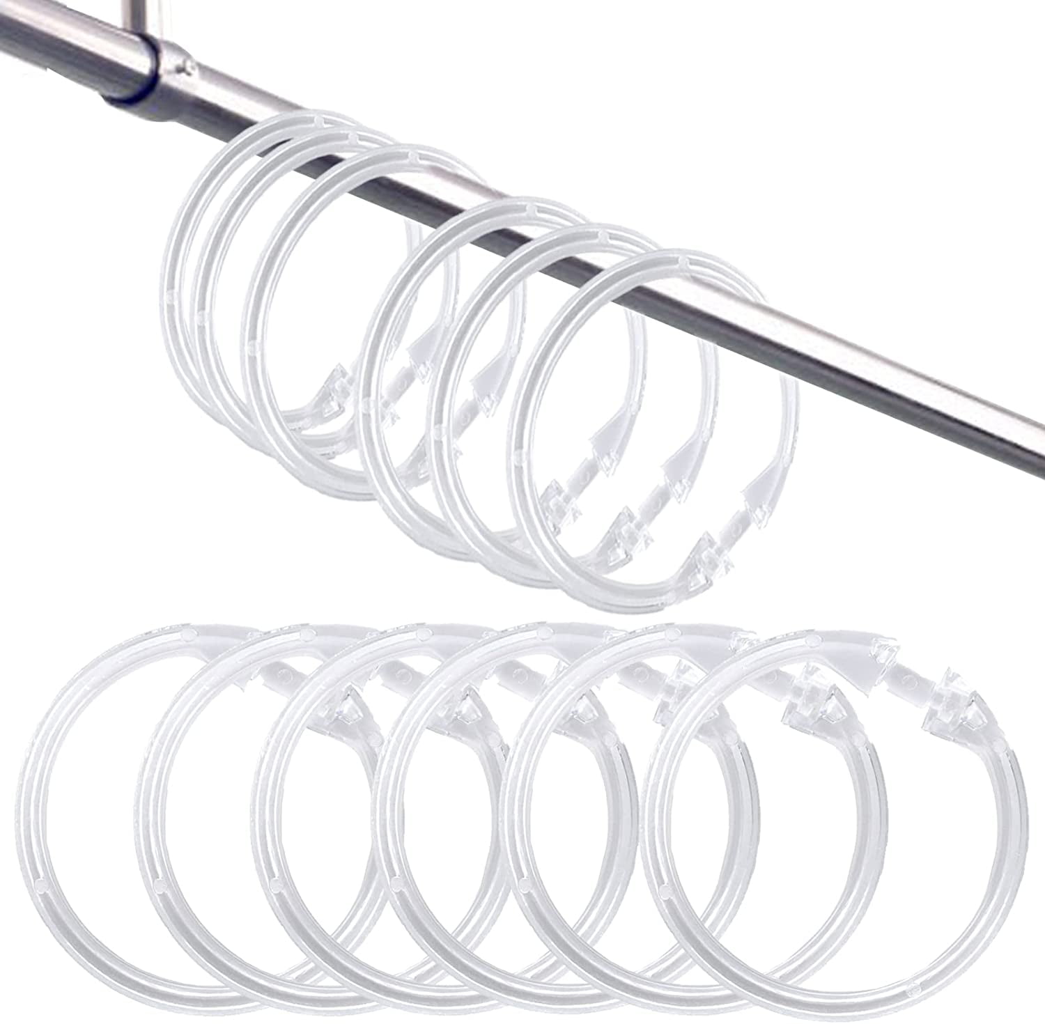 12pcs Premium Plastic Shower Curtain Rings Shower Curtain Hooks for
