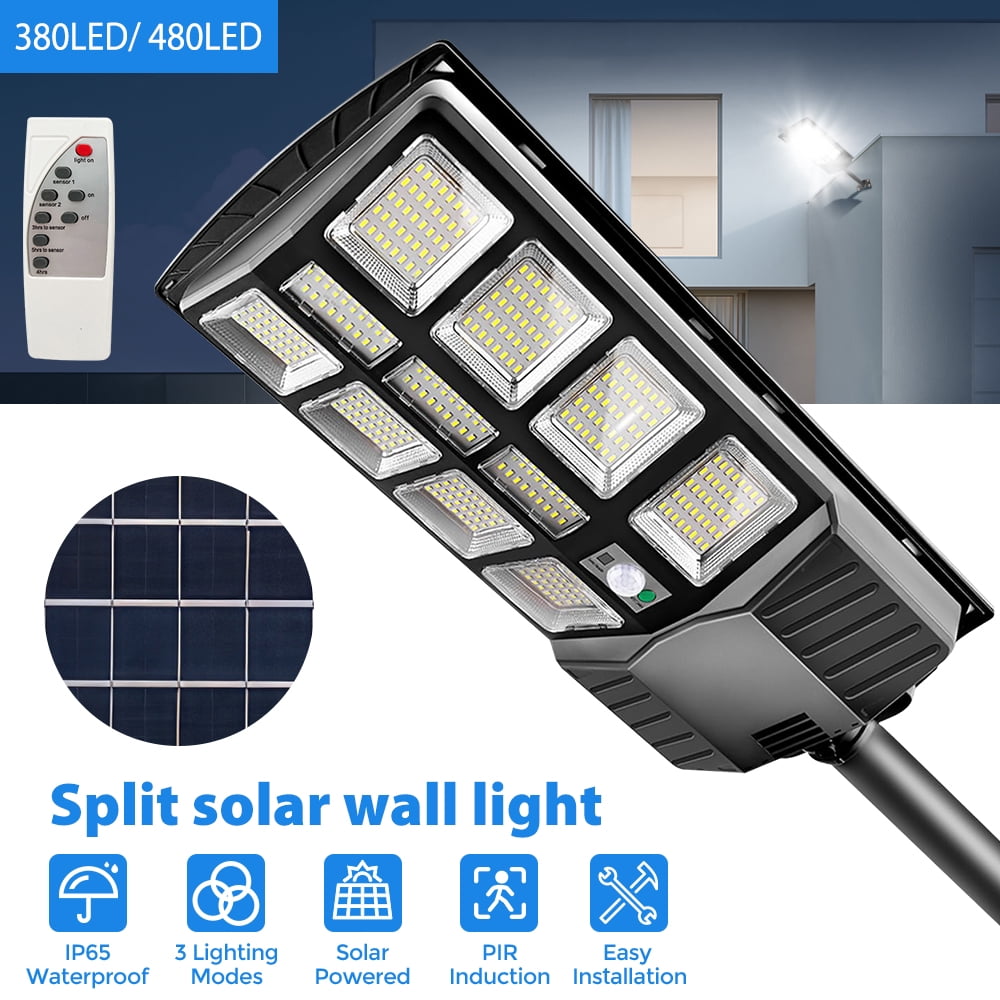 Litom Outdoor Waterproof Solar Street Light with Remote Control, 6500K 10000LM LED Solar Parking Lot Light Dusk to Dawn, Wide Angle Motion Sensor, and Suitable for Area Lighting Courtyard.