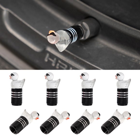 Rislobx 8 Piezas Tapas De Vástago De Válvula De Neumático De Pato Lindo Tapa De Vástago De Válvula De Coche Accesorios Decorativos Para Rueda De Coche (8 Piezas Negro)