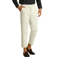 thumbnail image 5 of INSPIRE CHIC Men's Pleated Front Slim Fit Solid Business Cropped Dress Pants 38 Beige, 5 of 5