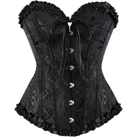 Doriano Women s Lace Off - Shoulder Boned Overbust Corset Bodyshaper Lingerie Top  Black  L